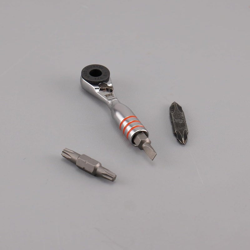 711L Mini Ratchet Wrench DUO - One of the World's Smallest 1/4" Ratchet Wrench For Tight Spaces - For Flat (32mm) and Standard (25mm) Double-ended Bit - Image 5